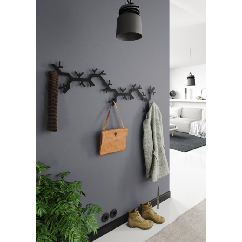 Gamet, perchero de pared de acero, color negro estructurado, modelo rama de  árbol, 50 x 25