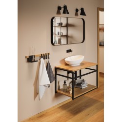 Perchero AD38 con estante, roble y negro estructural