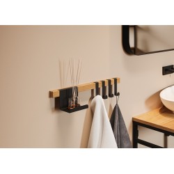 Perchero AD38 con estante, roble y negro estructural