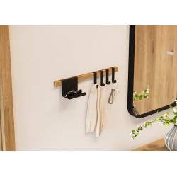 Perchero AD38 con estante, roble y negro estructural